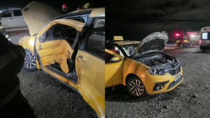 Violento choque en la Ruta del Petróleo: una taxista quedó atrapada y debió ser rescatada por bomberos