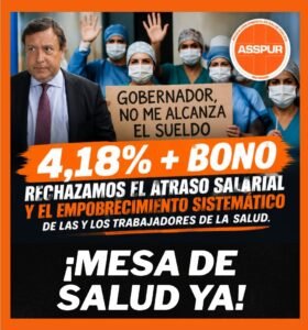 ASSPUR rechazó la oferta salarial y reclama un sueldo inicial de  millones